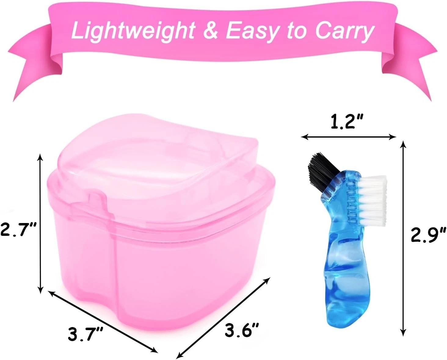 Compact Denture Soaking Cup with Mini Brush - Lightweight & Versatile Storage