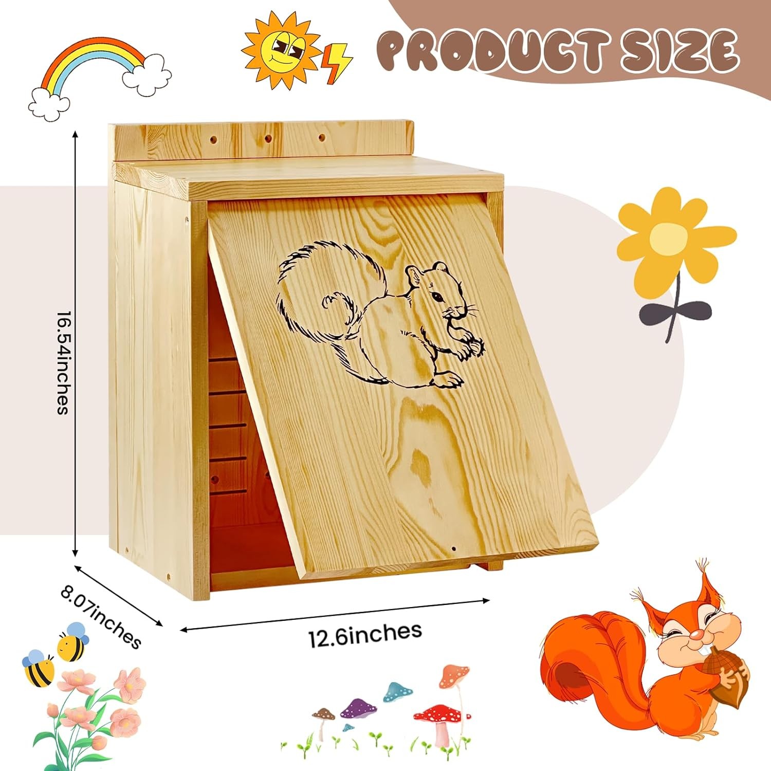 Squirrel House for Outside - Large Wood House, wooden