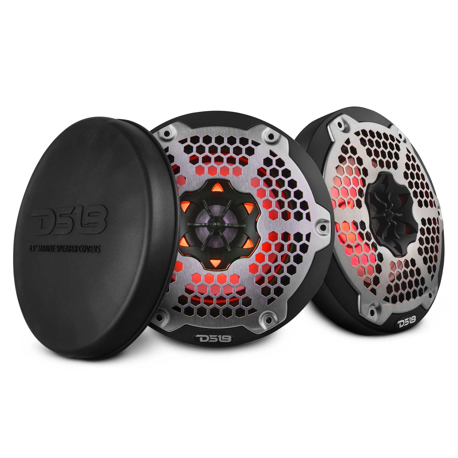 DS18 NXL-6M/BK 6.5" Marine Speakers with Integrated RGB LED Lights 2-Way 300 Wat