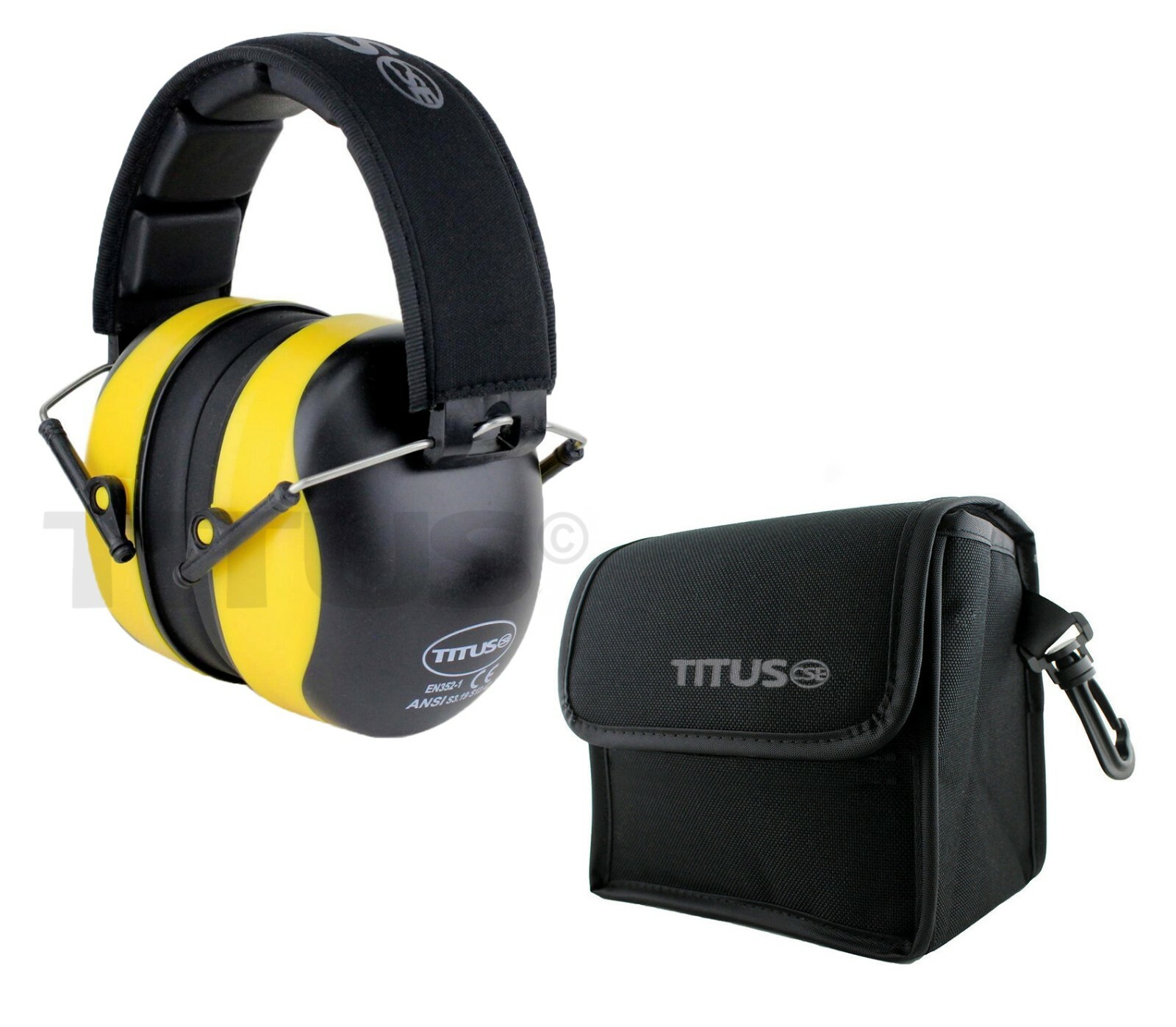 TITUS PREMIUM 37 NRR EARMUFFS HEARING PROTECTION NOISE REDUCTION w/ CASE USA