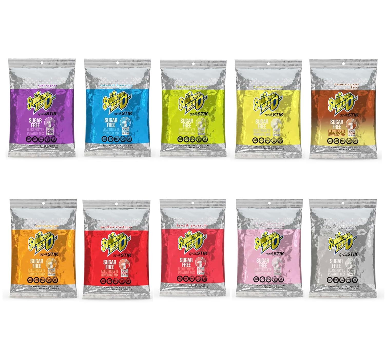 Sqwincher Qwik Stik - 20 oz Yield ZERO Sugar Powder Mix (50 Pack)