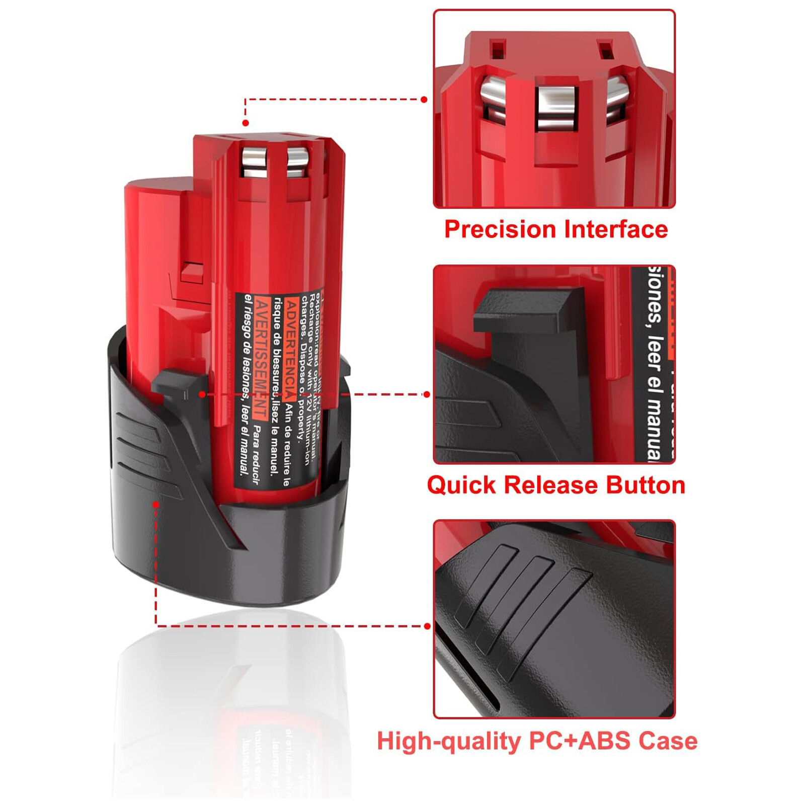 2 Pack 12V 3.0Ah for Milwaukee M-12 Lithium-ion Battery 48-11-2425 48-11-2420