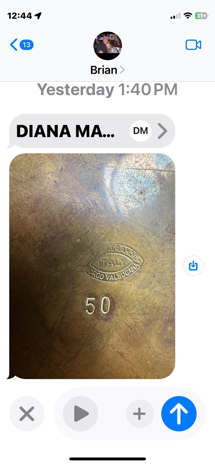 Egidio Casagrande Brass Lotus Bowl Hand Hammered