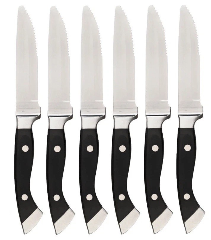 6 LONGHORN STEAKHOUSE Steak Knives - No Longhorn Logo - Heavy Duty Stainless!