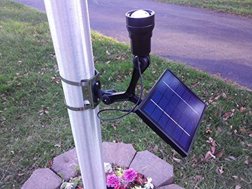 CREE Fixed Commercial Solar Flagpole Light *POWERFUL* Adjustable Spot to Flood