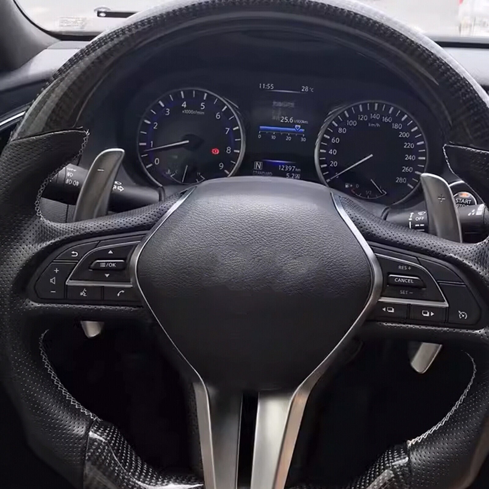 For Infiniti Q50 2014-2021 Matte Silver Steering Wheel Shift Paddle Shifter21Ywi