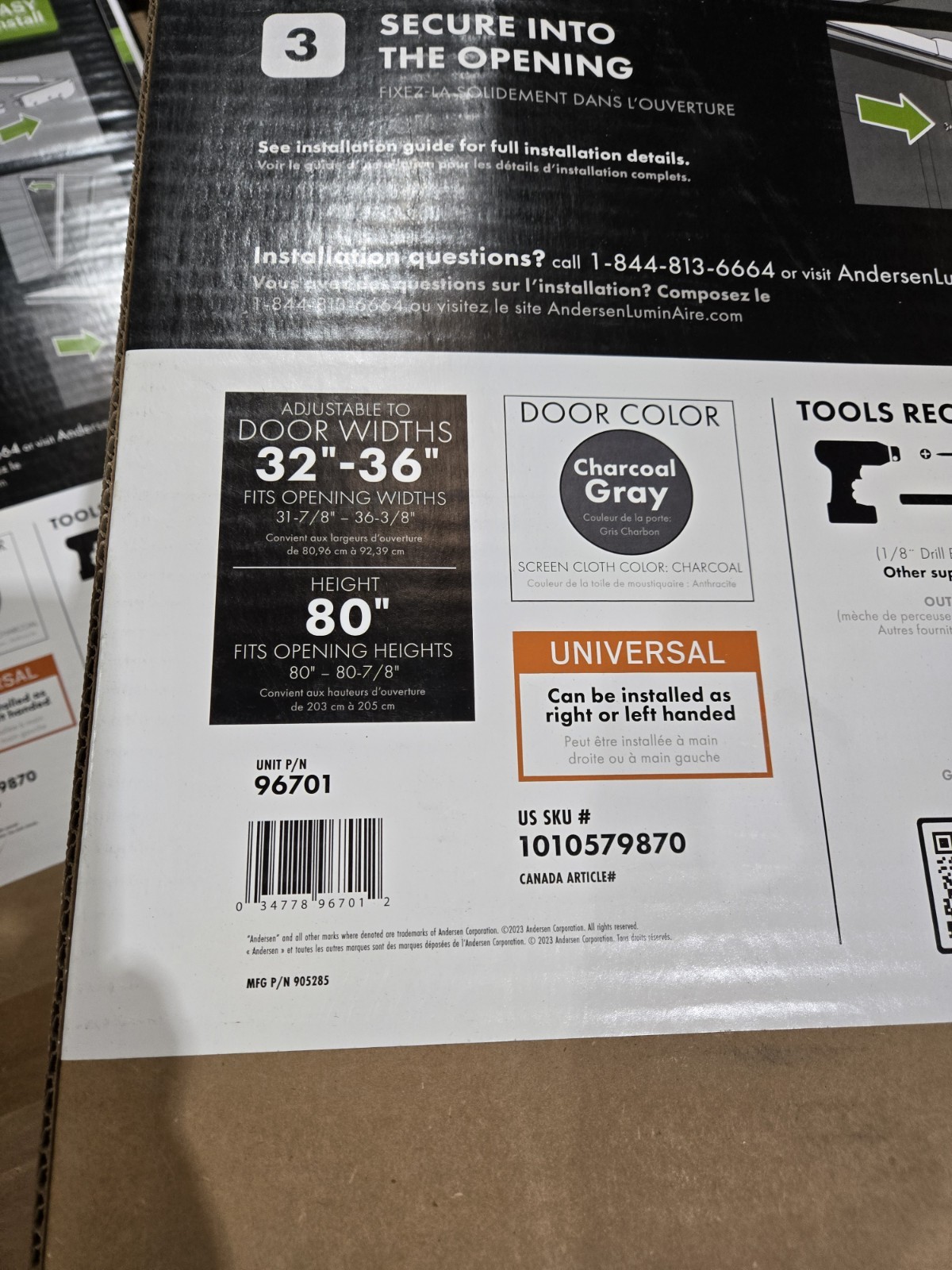 ANDERSON 32-36" x 80" Luminaire Gray Single Universal Retractable Screen *2Aisle