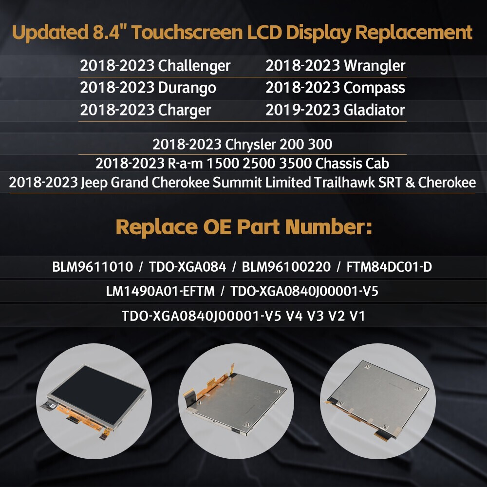 8.4" LCD Display Touch Screen TDO-XGA084 Uconnect 4C For Jeep Challenger 2018-23