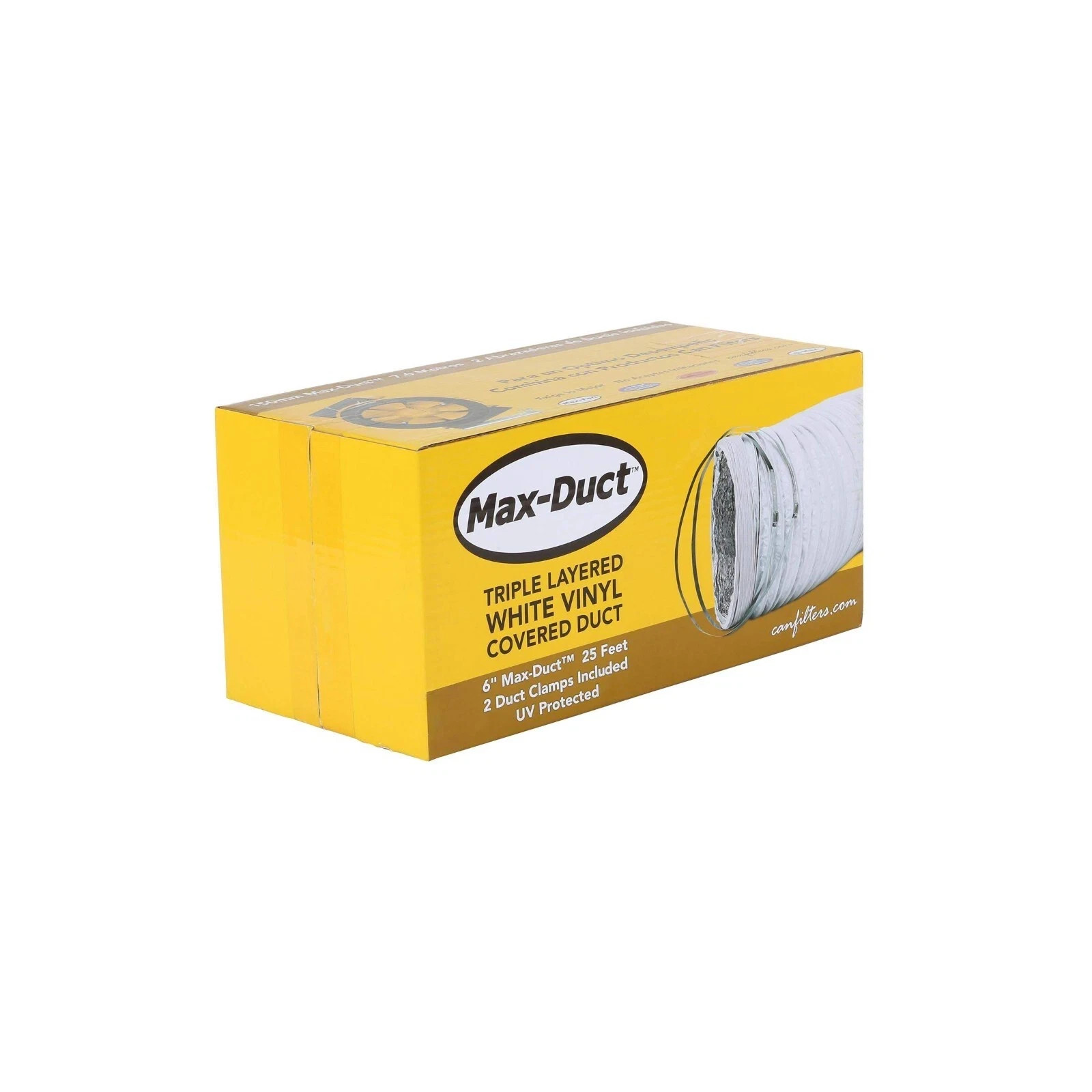 Can-Fan BRAND Max-Duct White Vinyl Ducting 6" x 25' +2 Clamps +FREE SHIPPING!