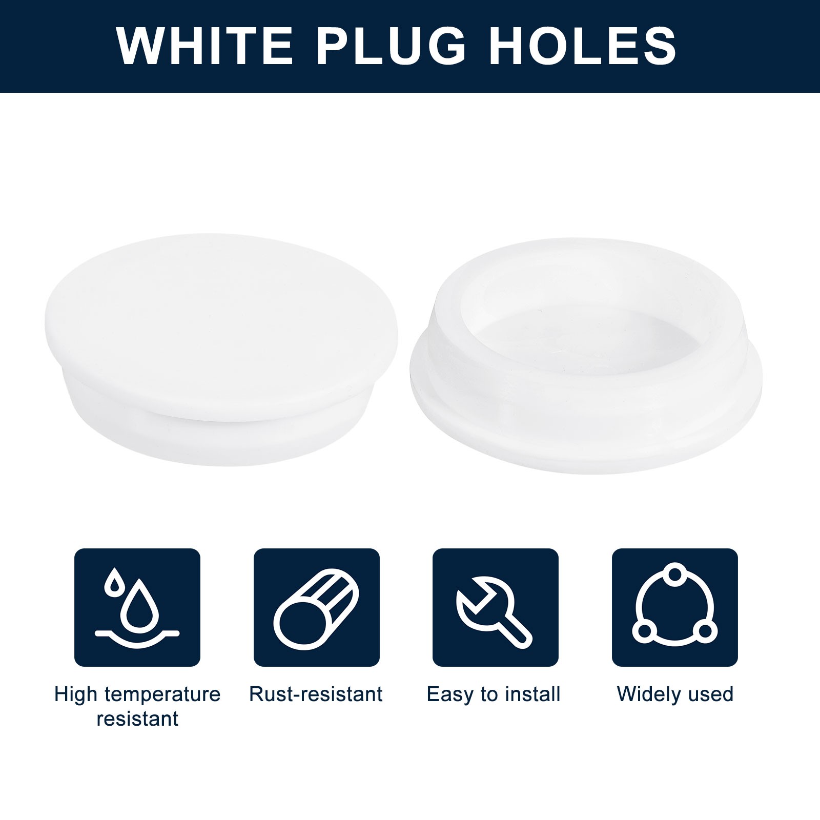 2Pcs White Plug Holes Rubber Button Plug for 62-63mm/2.44-2.48" Hole
