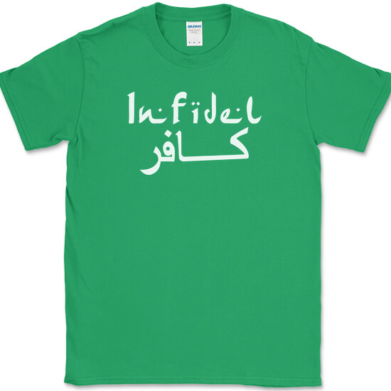 INFIDEL T-SHIRT Funny Military Humor Patriot America USA Novelty Tee