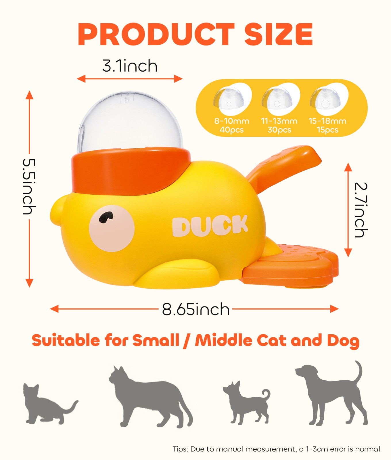 Duck Dog Food Treat Dispenser, 2-in-1 Interactive Dog Puzzle Toy Slow Feeder-USA