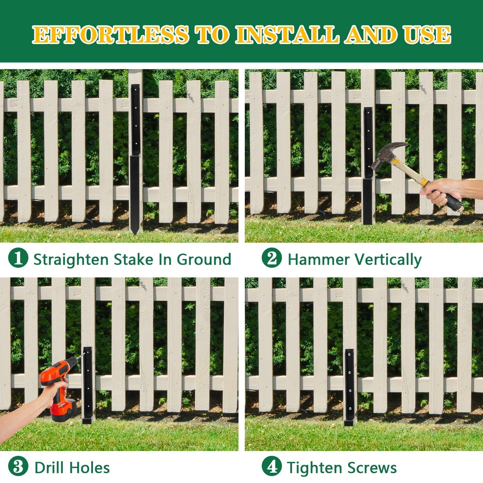 Fence Post Repair Kit Fence Post Anchor,Fence Post Spikes&Brackets, Fence Stakes