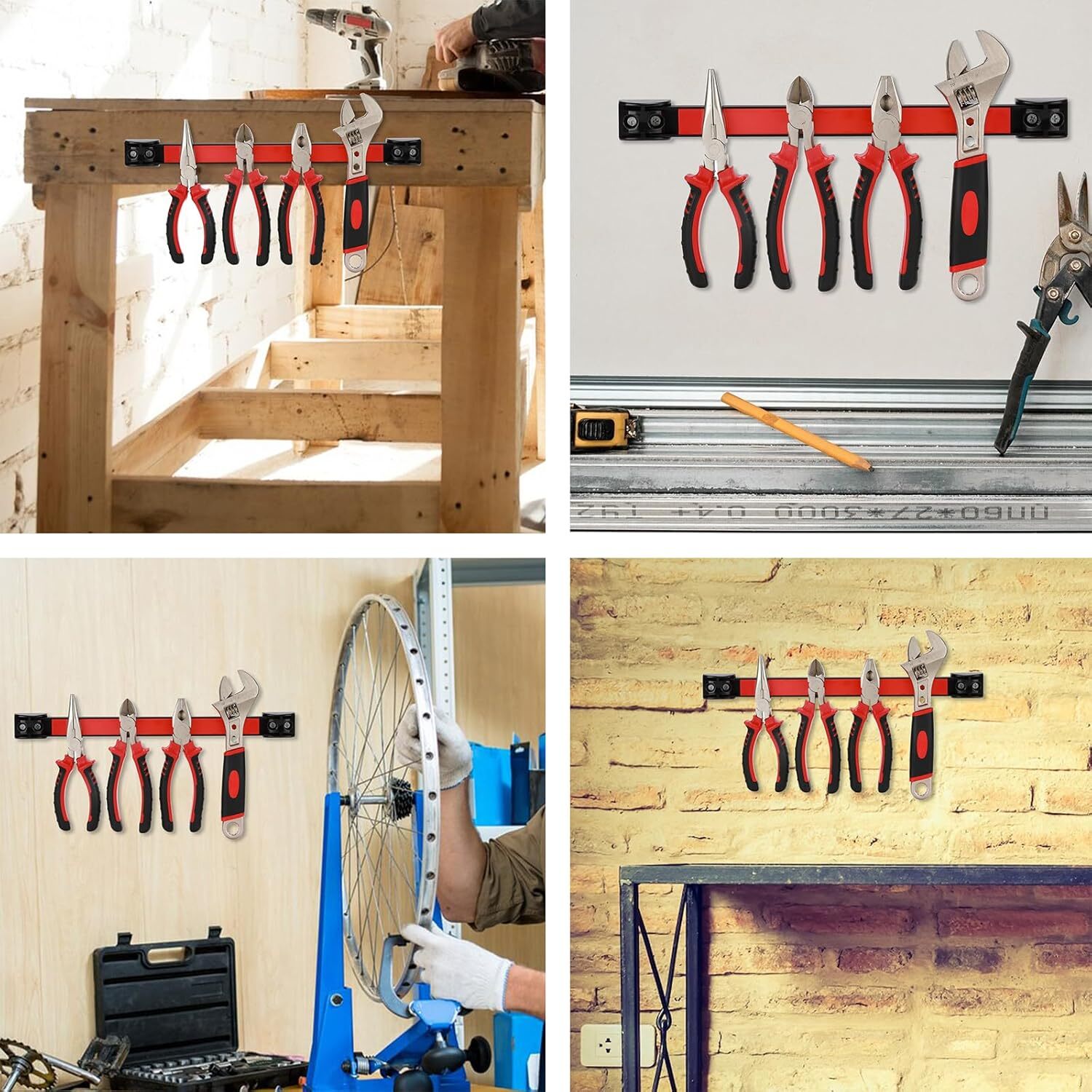 12" Magnetic Tool Holder Strip 6Packs Metal Magnet Tool Organizer Bar for Garage