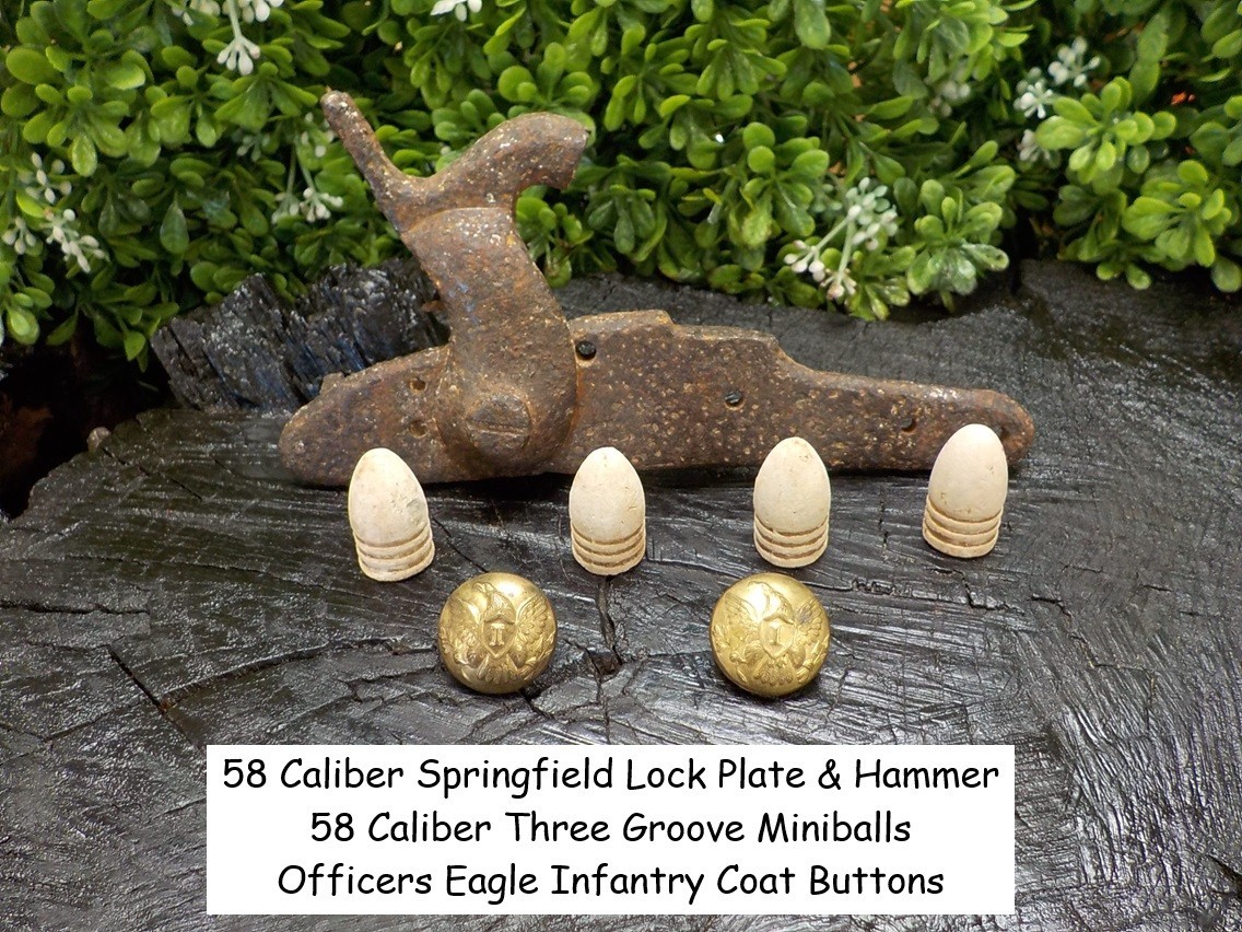 Old Rare Vintage Antique Civil War Relic Infantry Buttons Lockplate Bullets