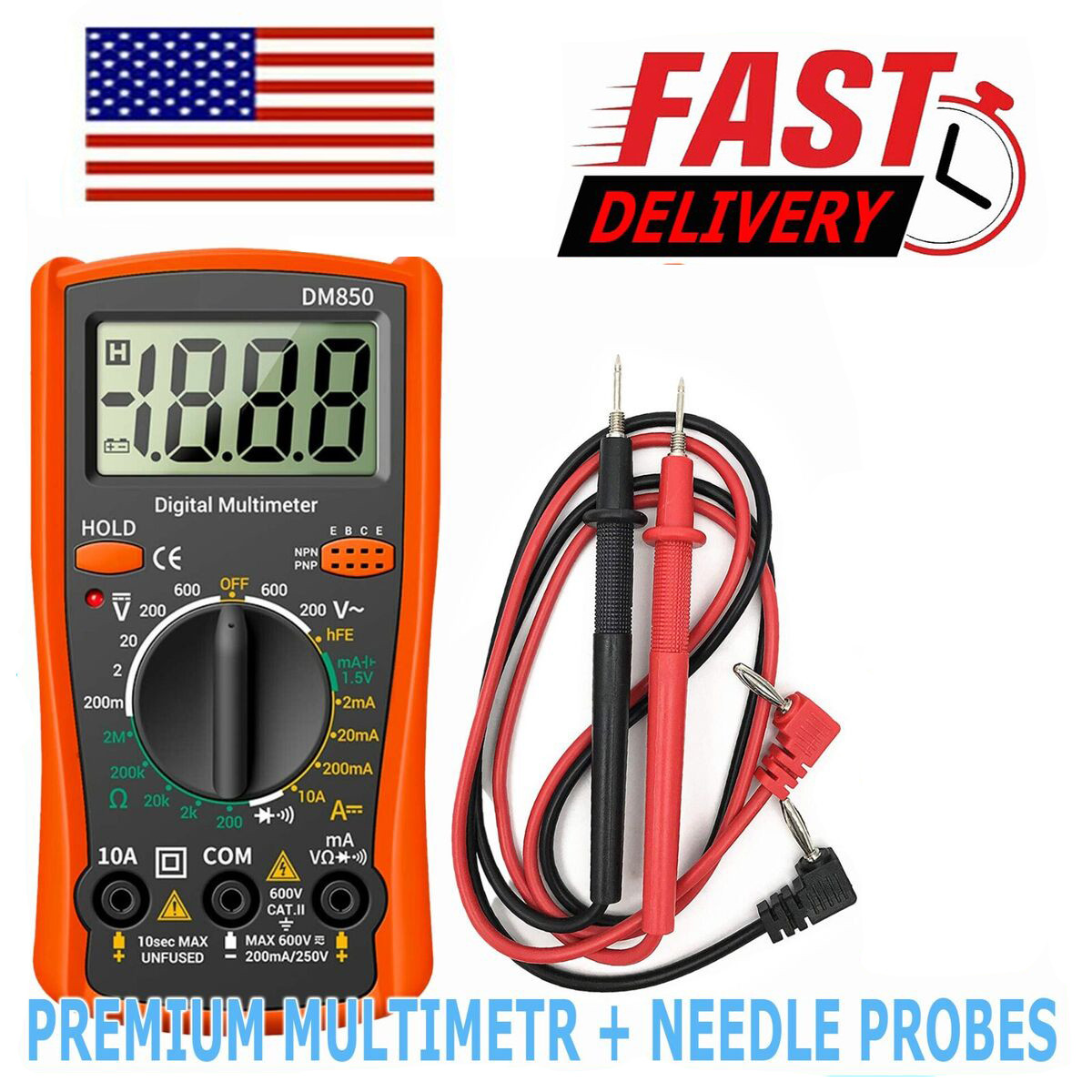 LCD Digital Multimeter AC DC Voltmeter Ammeter Ohmmeter Volt Tester Lead Meter