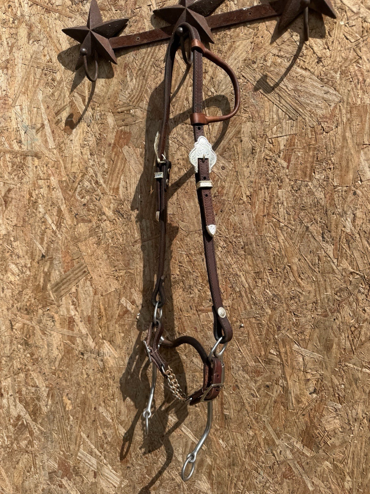 USED CIRCLE Y STAMPED SILVER ONE EAR HEADSTALL REINSMAN LIFTER CURB BIT