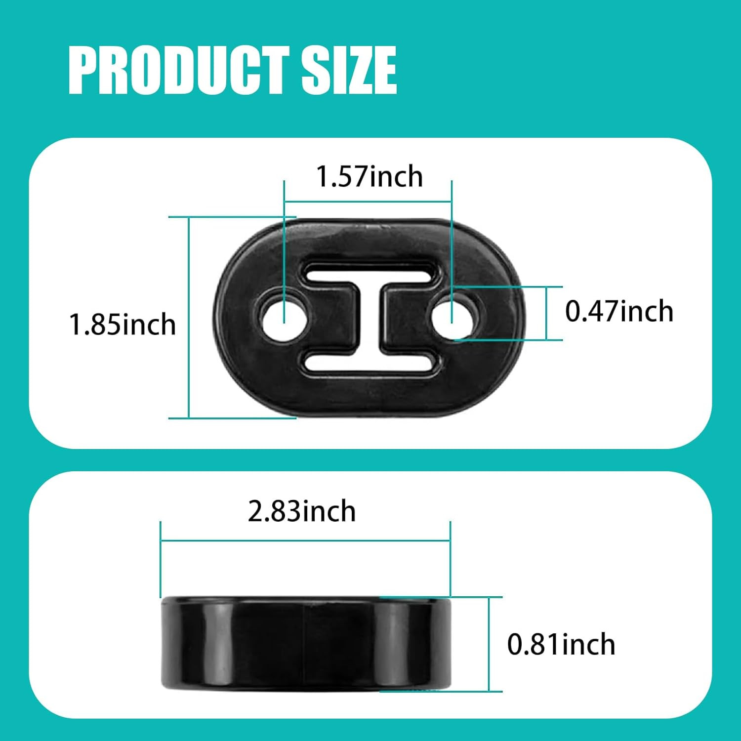 4 PCS Rubber Exhaust Hanger, Muffler Hangers with 2 Holes 0.47 Inch, Heavy Insul