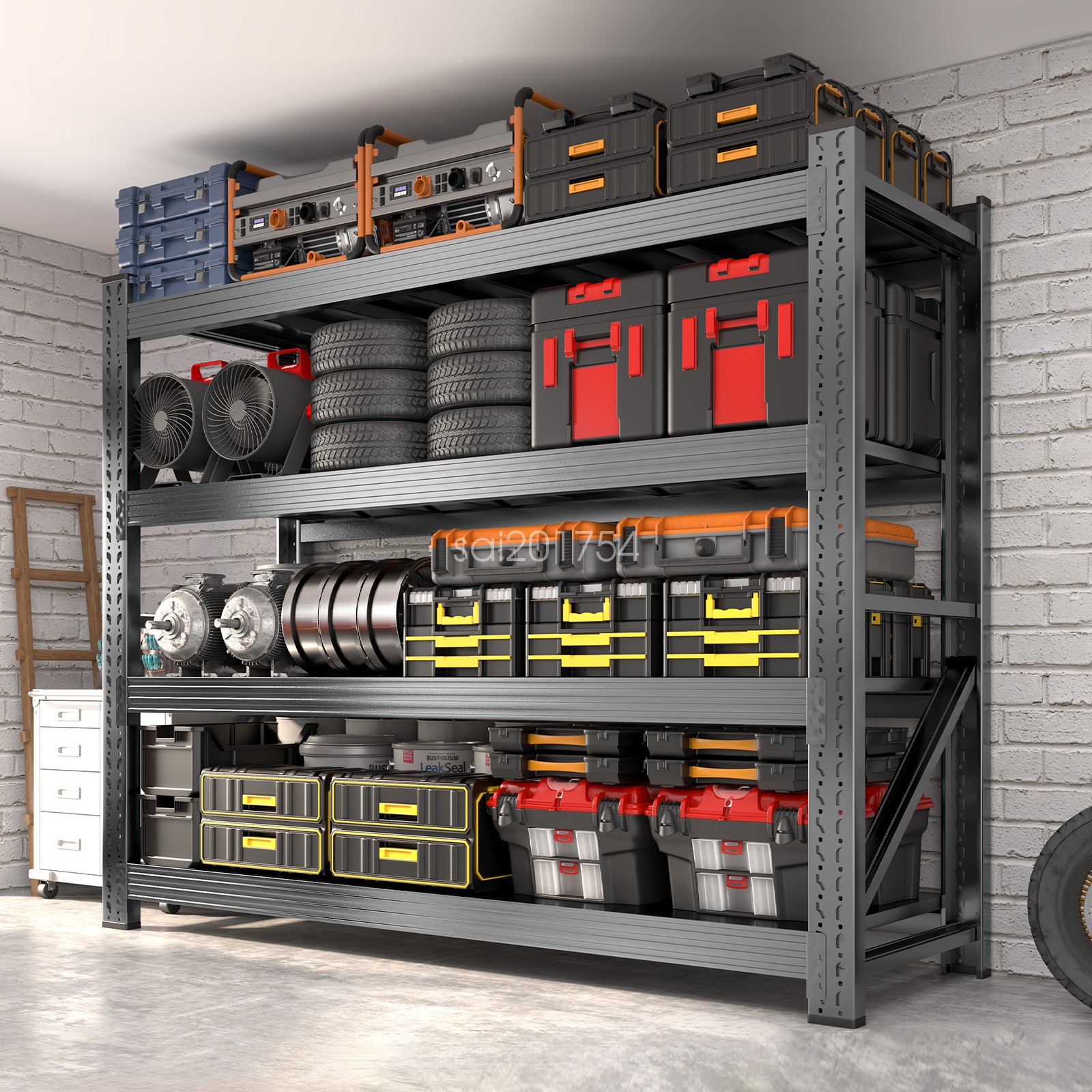 Garage Shelving Heavy Duty 6000 lbs 4 Tier Storage Shelves Metal Organizer Rack