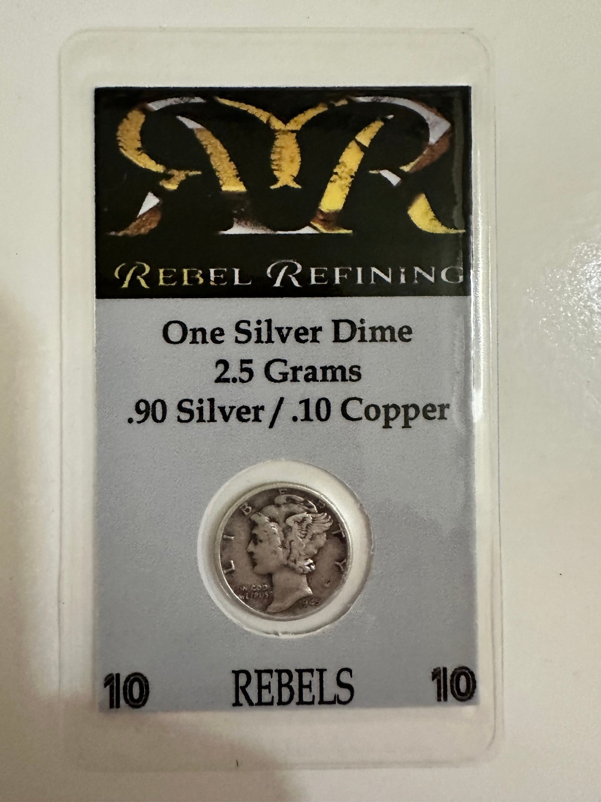 One 90% Silver Mercury Dime – in Laminated  Card - Perfect Barter & Stacking