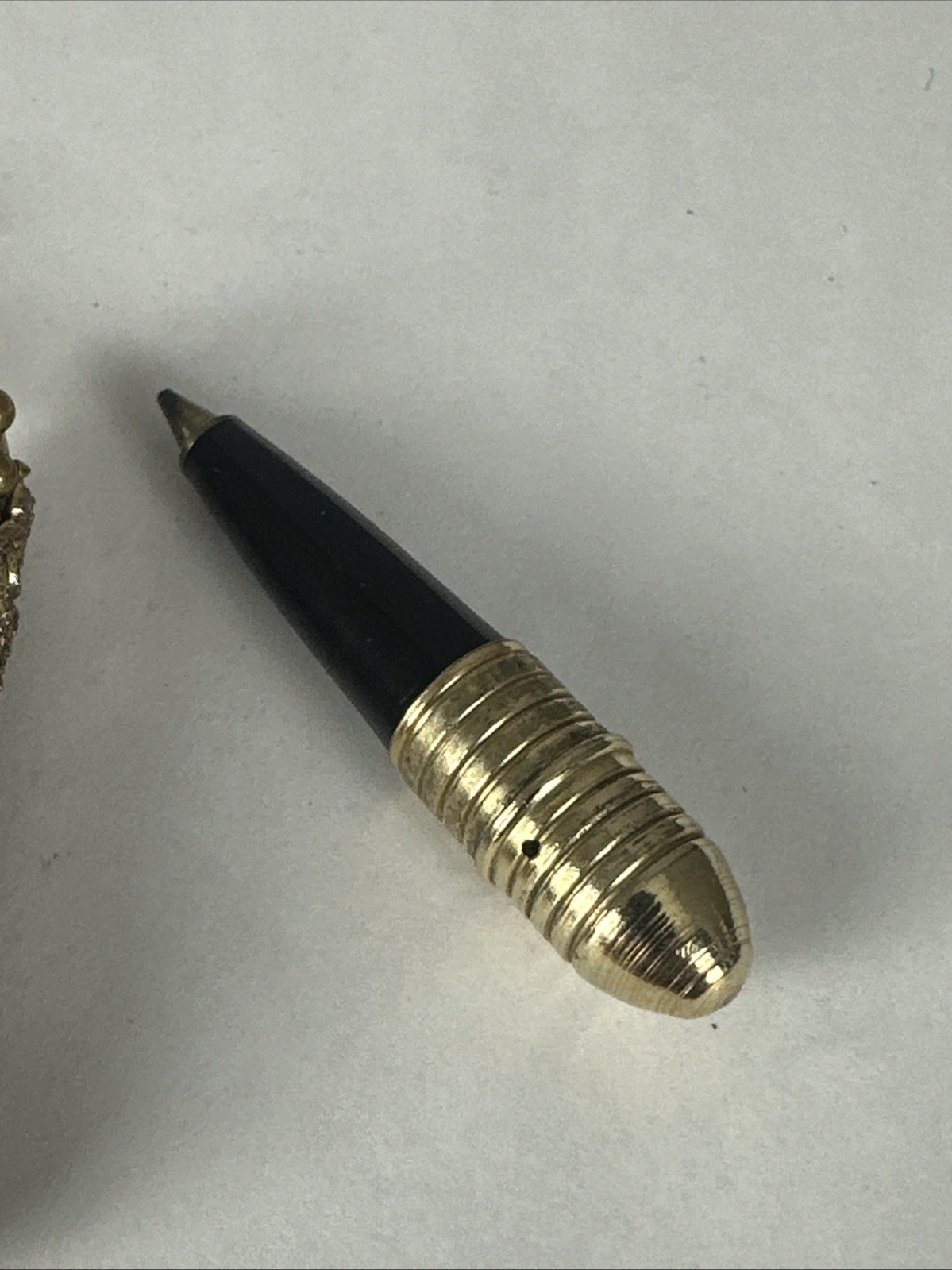 Antique Art Nouveau Ornate Gold Tone Filigree Chatelaine Pen Jeweled Case