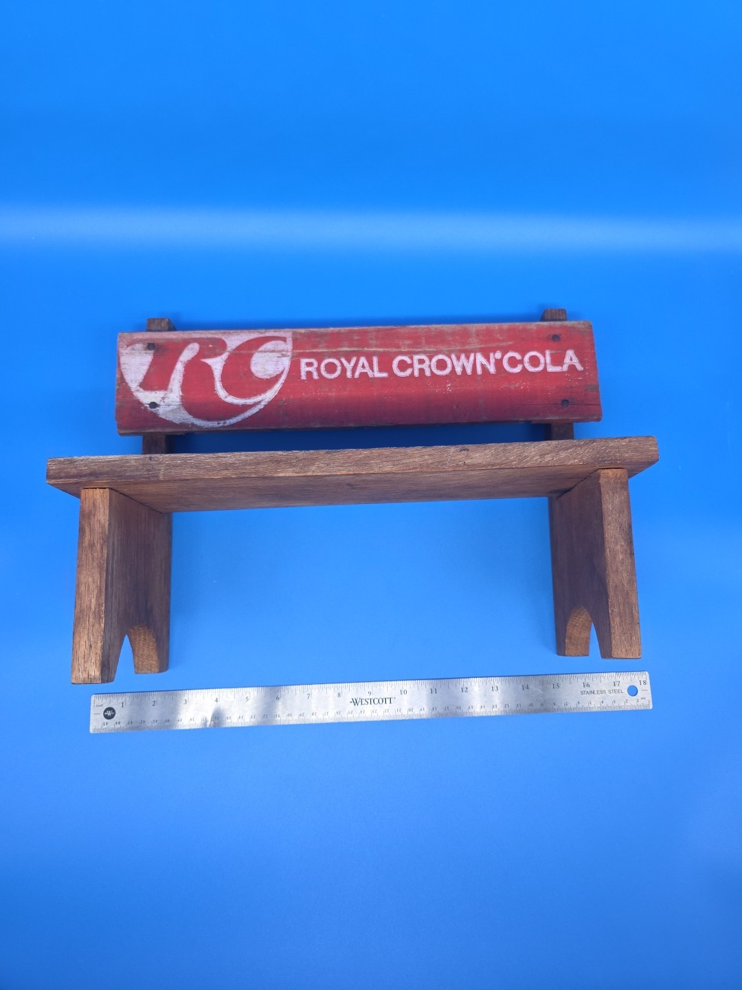 Vintage 70's Royal Crown RC Cola Wooden Soda Folk Art Crate Bench