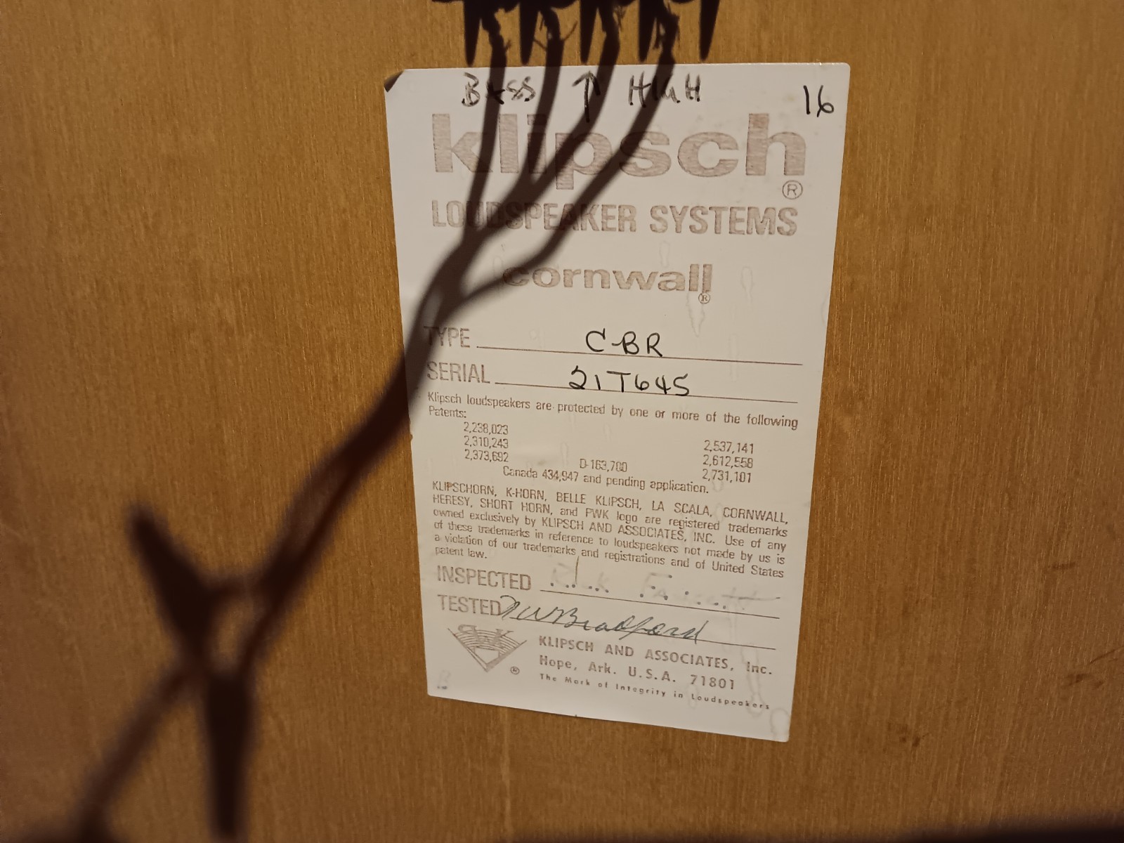 VTG RARE 2 Klipsch Cornwall C-BR 1980 Speakers