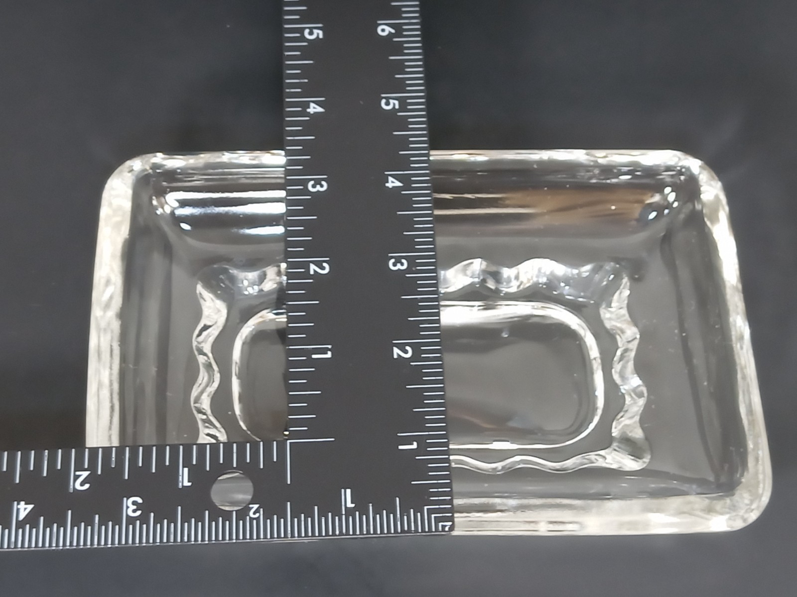 VTG Glass Bar Soap Dish Think Scallop Edges Heavy Solid Fluted Paperweight