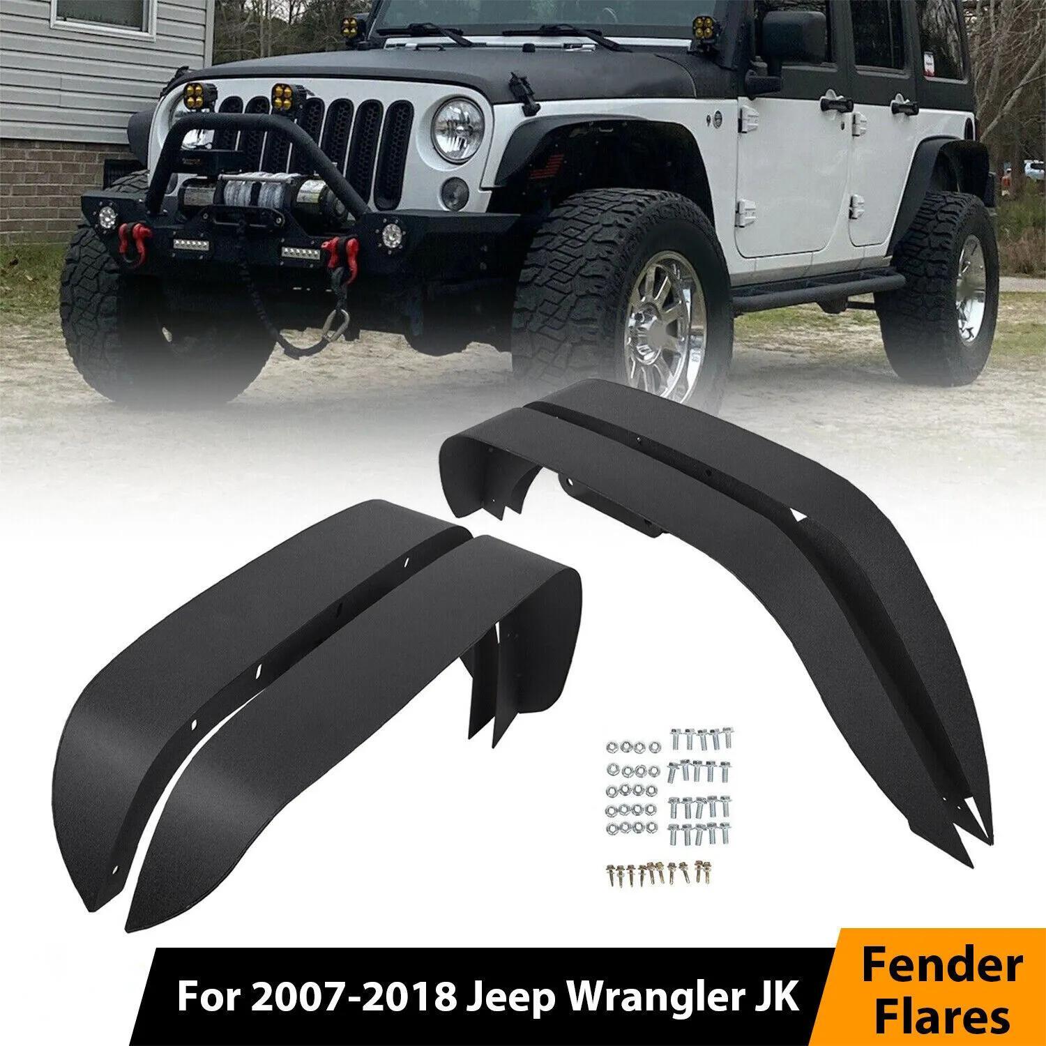 For Jeep Wrangler 07-18 JK Full Set Flat Style Solid Steel Fender Flares