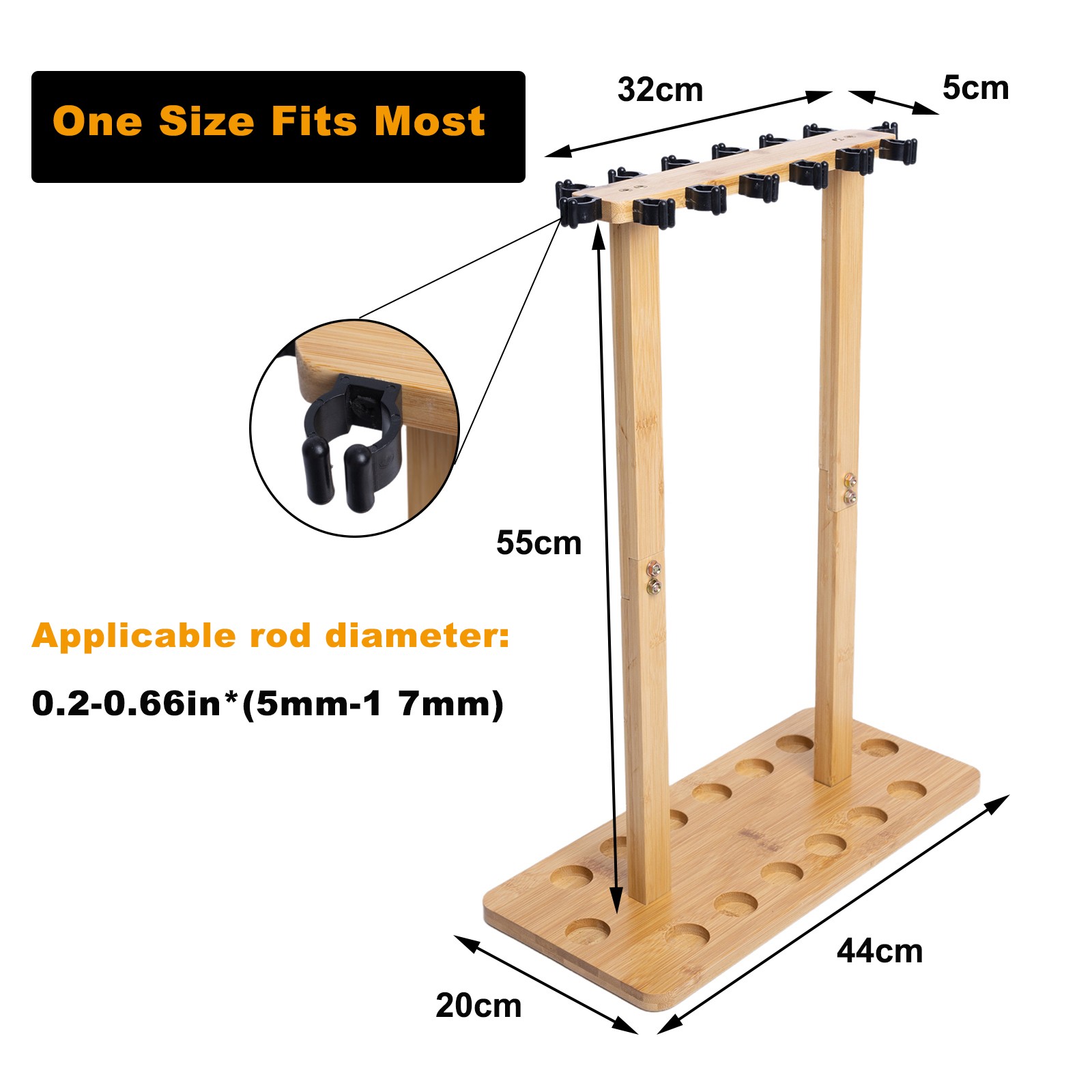Fishing Rod Storage Racks, 100% Wood Floor Stand Fishing Pole Holders of 14 Rods