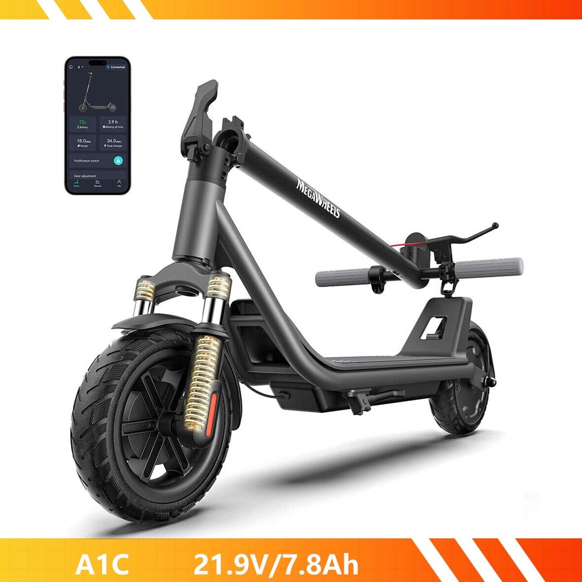 600W Adult Electric Scooter Long Range Folding E-Scooter CityCommuter 10" Tires
