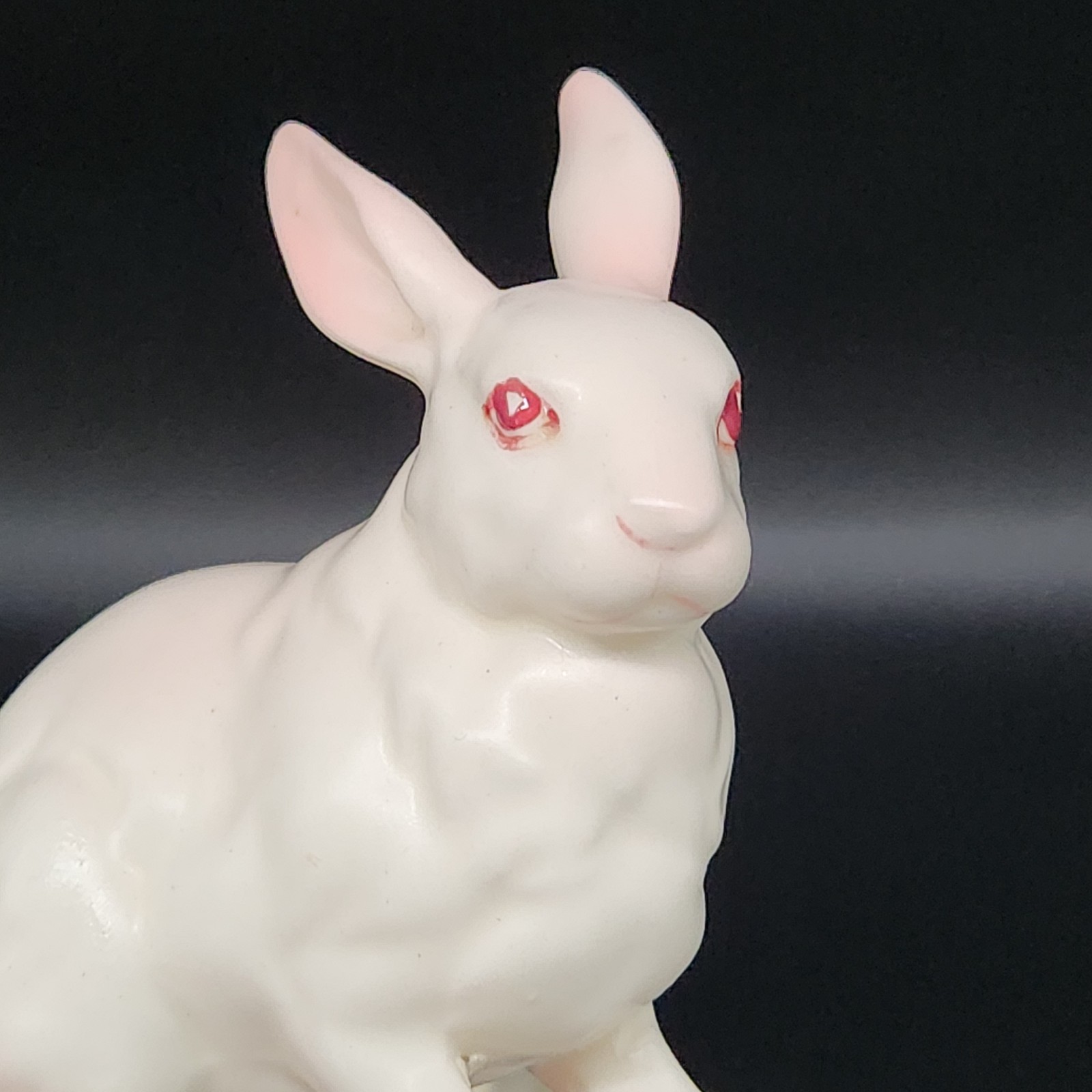 Set Of 3 Vtg Ceramic Lefton White Bunnies Rabbits H7143 & H880 Pink Eyes Easter