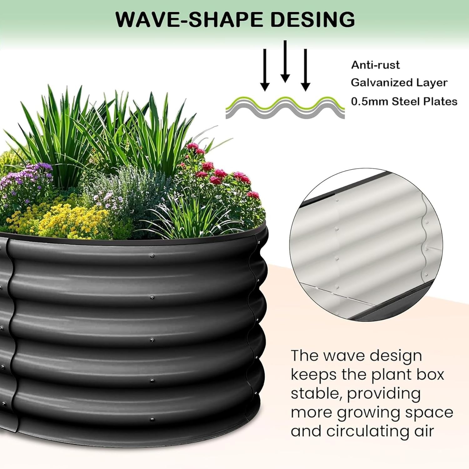 2 Pack Galvanized Raised Garden Bed Outdoor, 6 x 3 x 1 ft Metal Planter Box