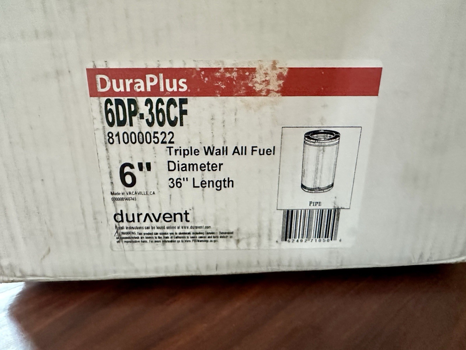 DuraVent DuraPlus All-Fuel Chimney Pip – 6" Diameter x 36" Length - Free Ship