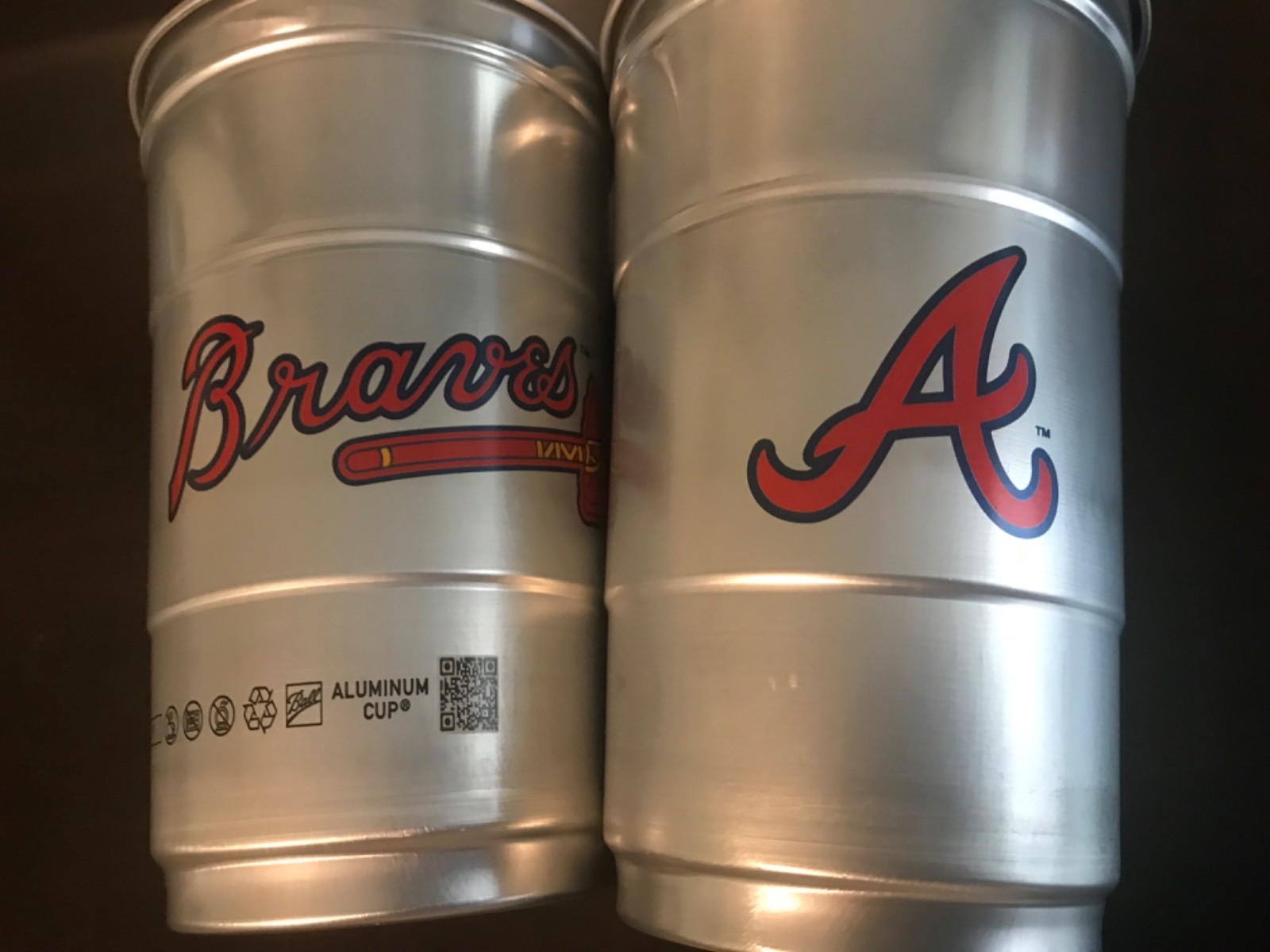 Atlanta Braves Stadium 22oz 2-Metal Aluminum Beer Cups ~ Coors Light / Ball