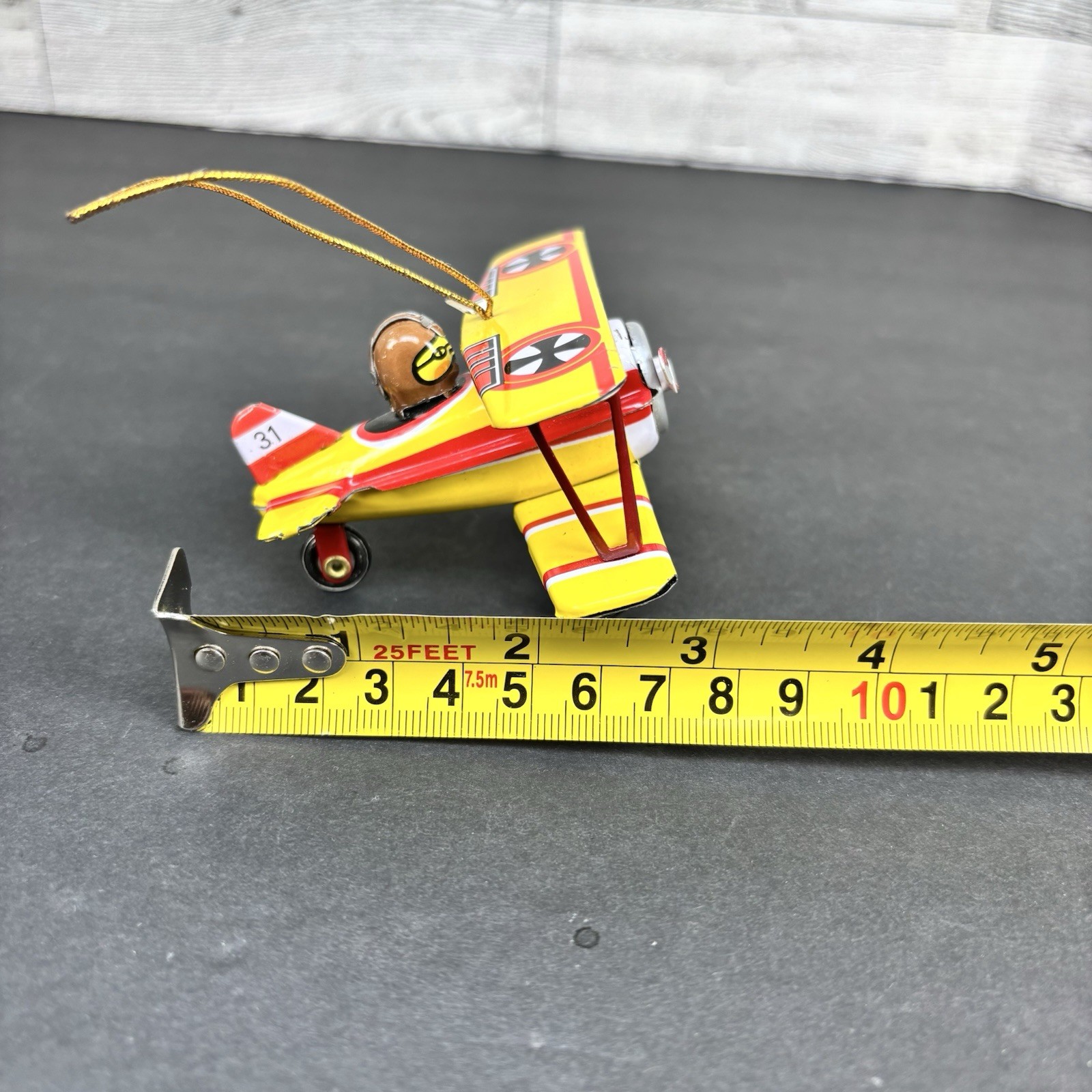 Schylling Bi-Plane Tin Toy Christmas Ornament Collector Series 3.5in