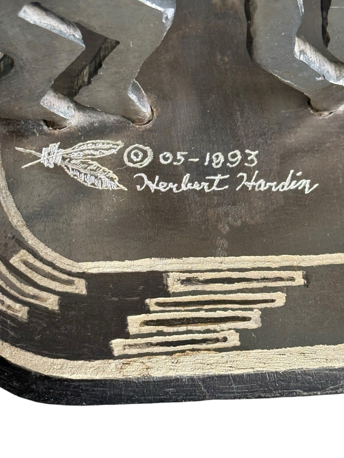 Herbert Hardin Signed Metal Mimbus Rabbit Sculpture 1993 Santa Clara Southwest