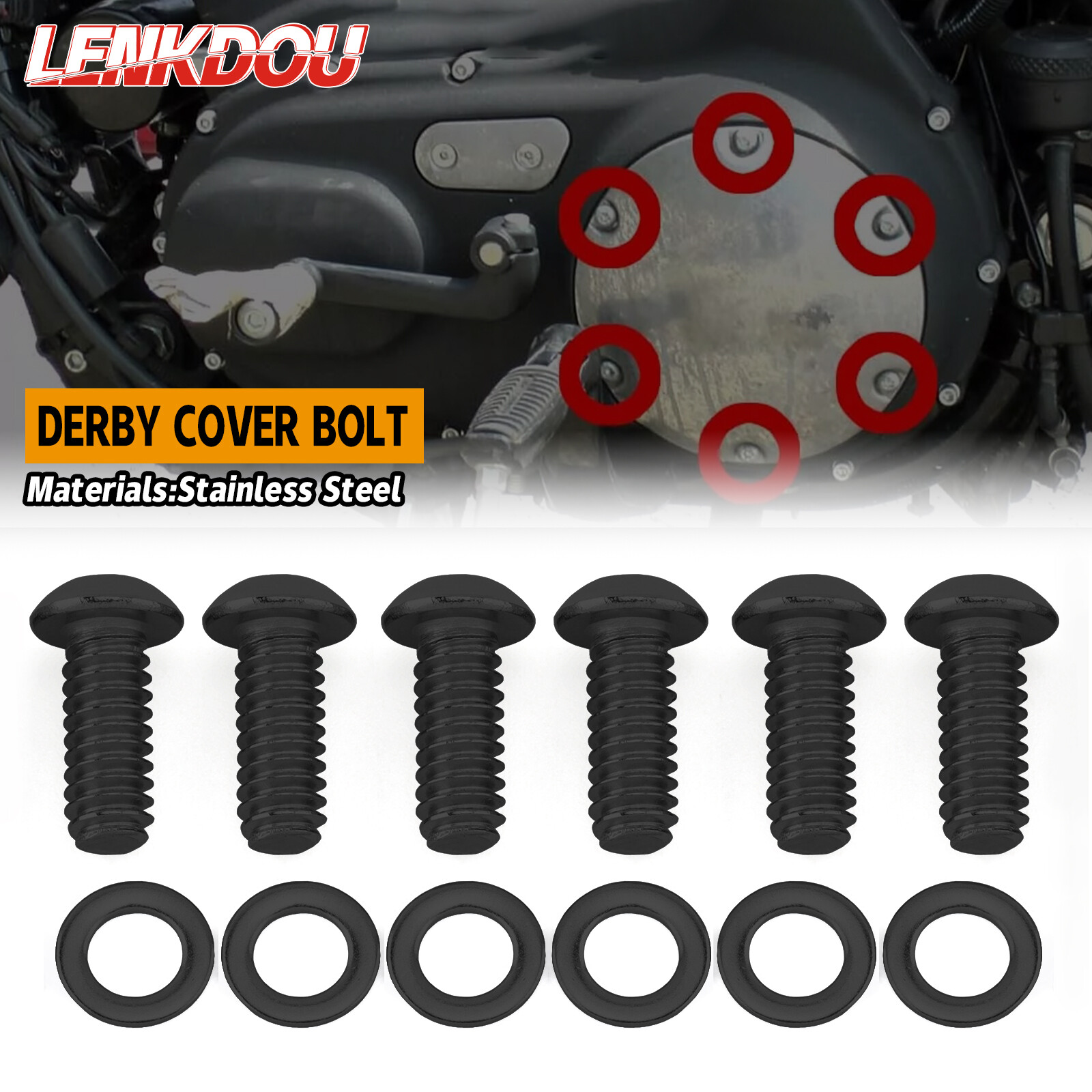 Stainless Derby Cover Screw Bolt + Washers Kit For Harley Touring Dyna 1999-2024