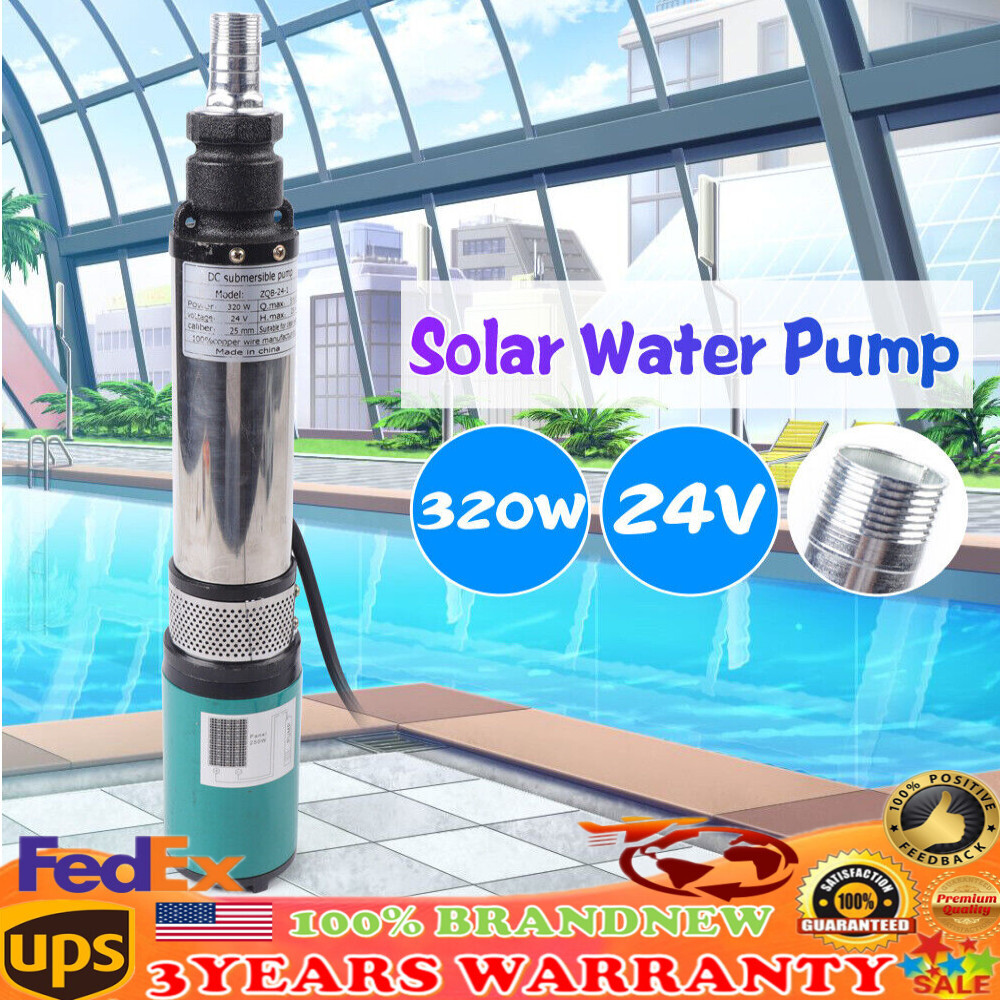 24V 5m³/h Solar Power Water Pump Farm Ranch Submersible Bore Hole Deep Well USA