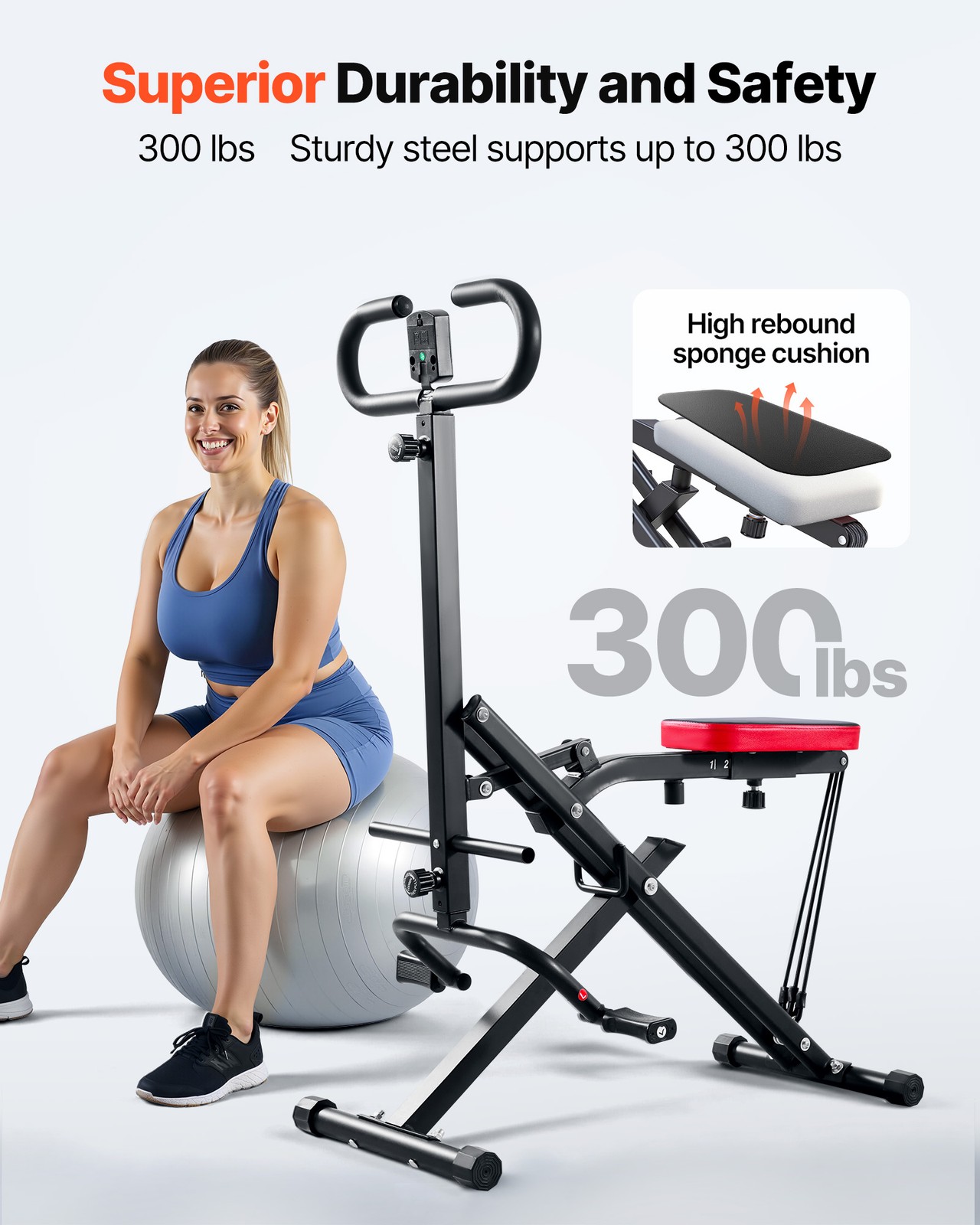 VEVOR Squat Machine with 3 Resistance Bands Glutes Workout Exercise Foldable