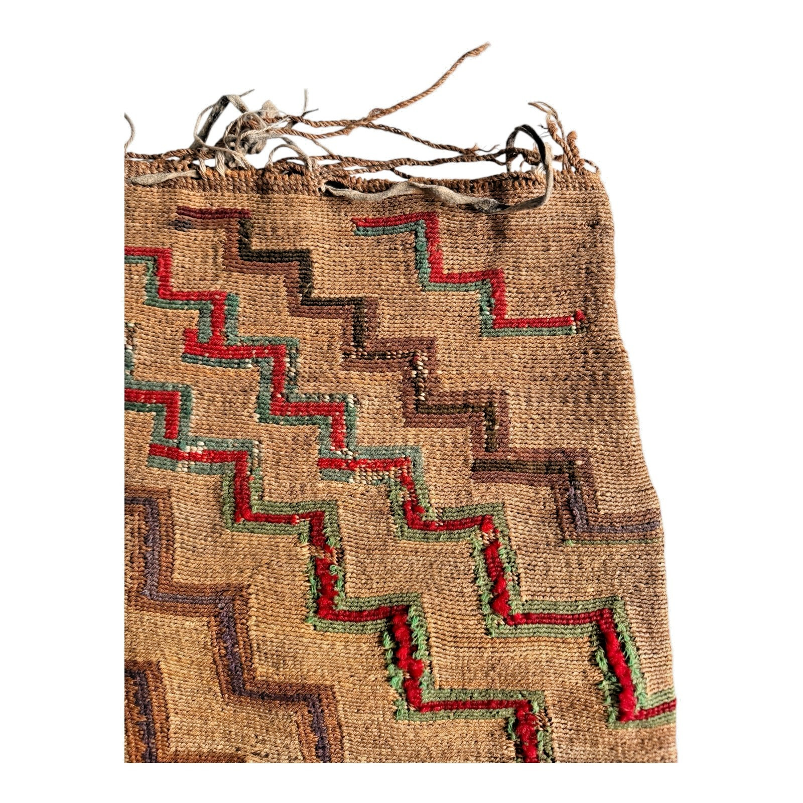 Antique Native American Plateau Nez Perce Double Sided Corn Husk Flat Bag