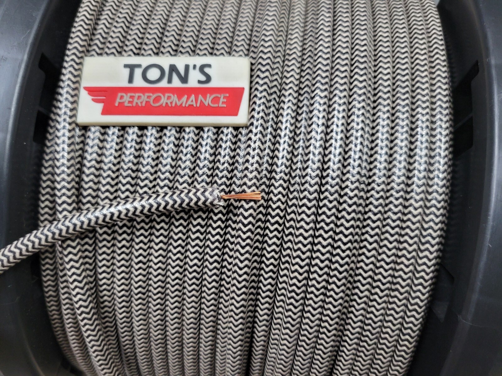 7mm Braided Cloth Black White HERRINGBONE tracers Woven Spark Plug Wire foot