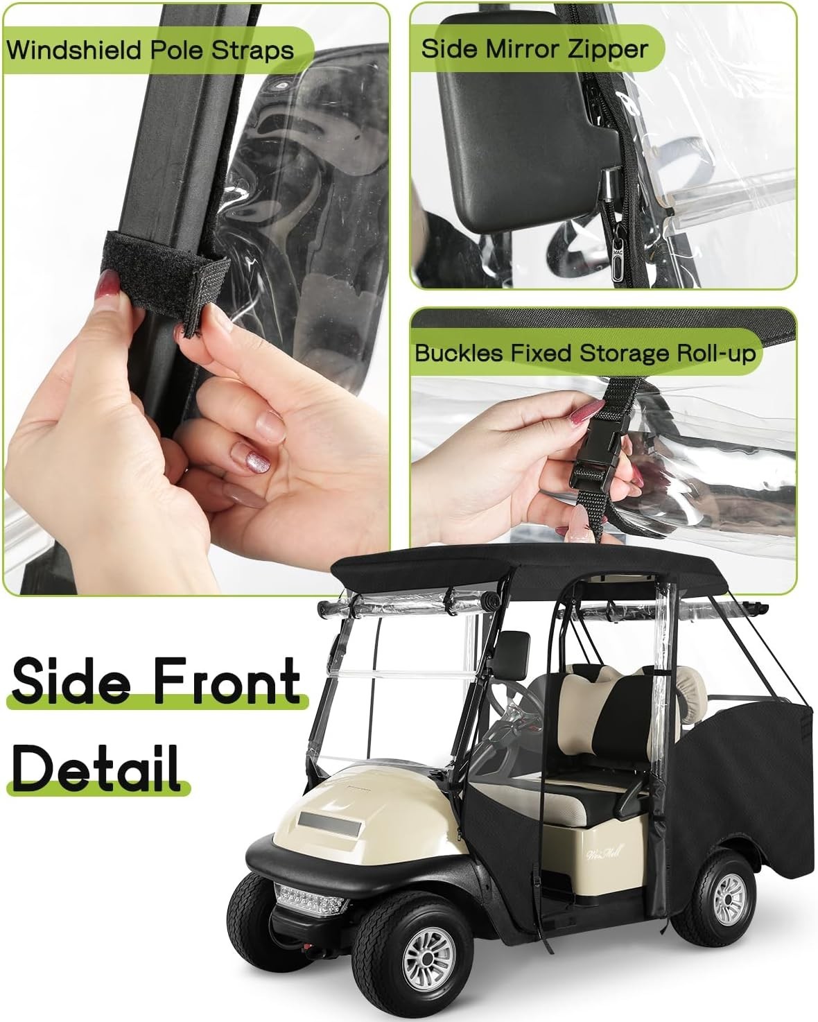 4 Passenger Golf Cart Enclosure for Club Car Precedent Tempo Short Roof 2+2.....