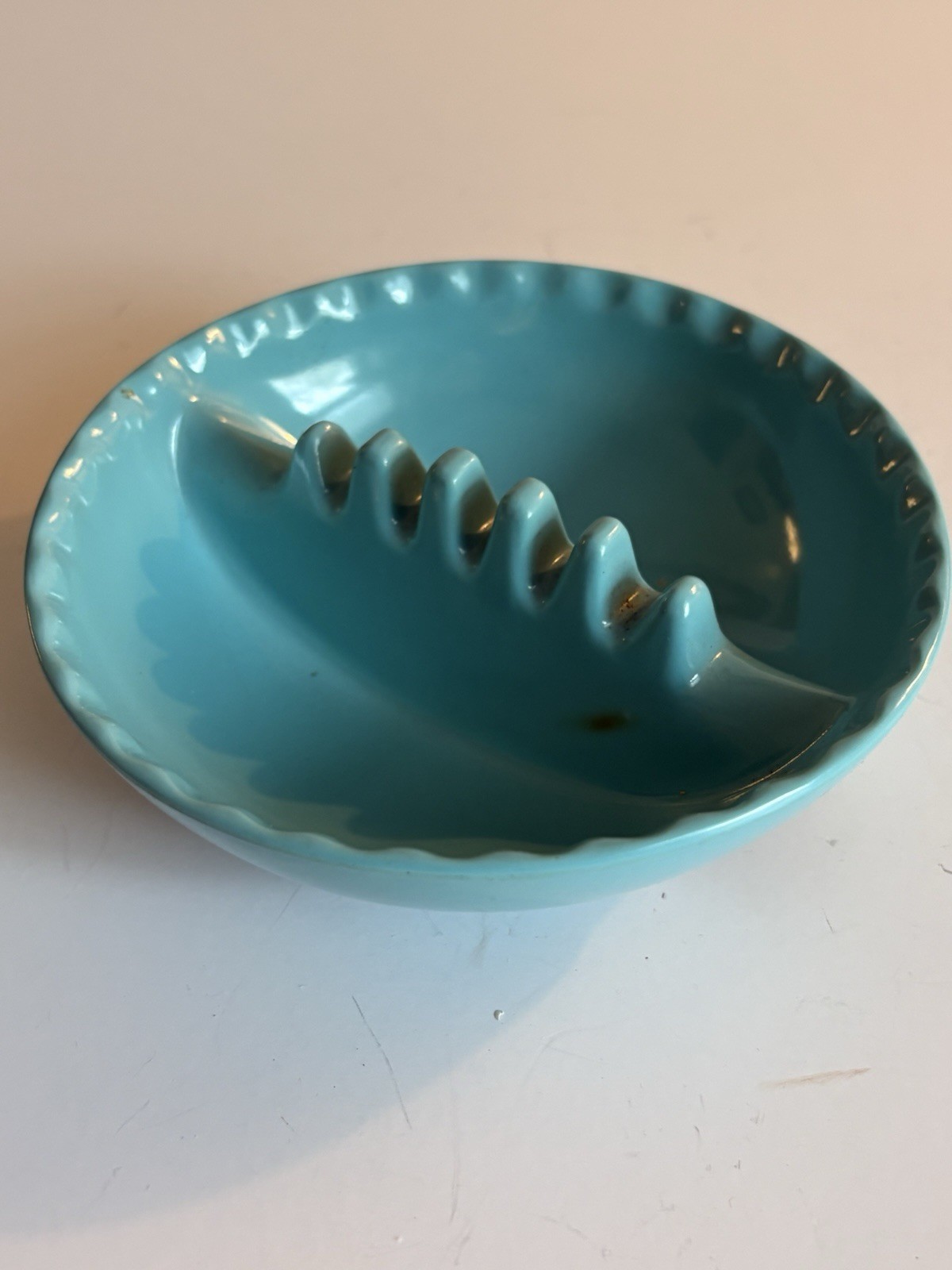Vintage ANHOLT Ashtray Pale Blue Turquoise 5” Round Melamine USA Retro