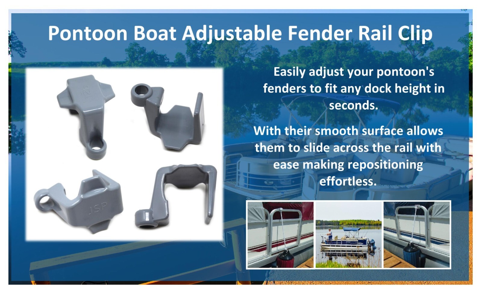 Plastic Pontoon Boat Square Rail Fender Adjuster Hanger Clip - Pick a Pack