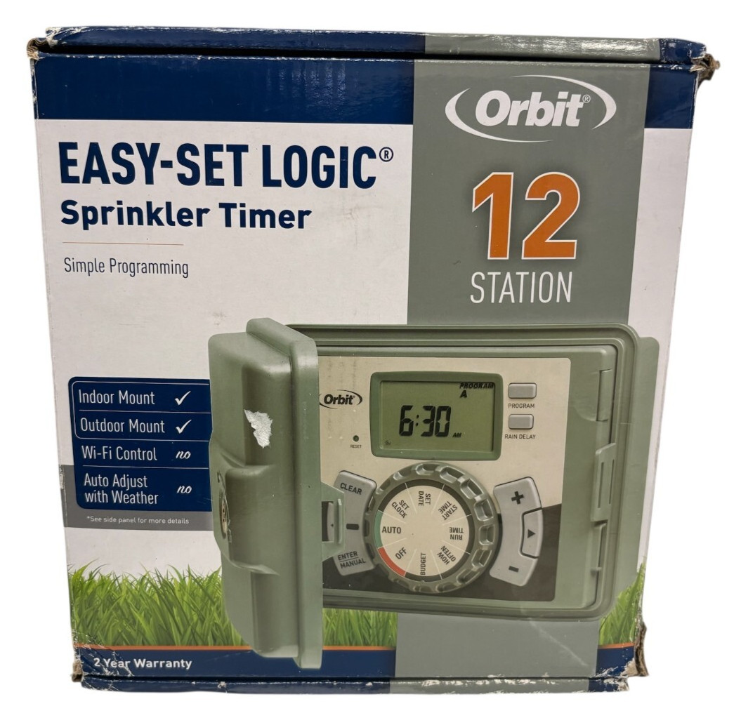 Orbit 57900 Easy Set Logic Indoor / Outdoor 12-Station Sprinkler Timer 12 Zone