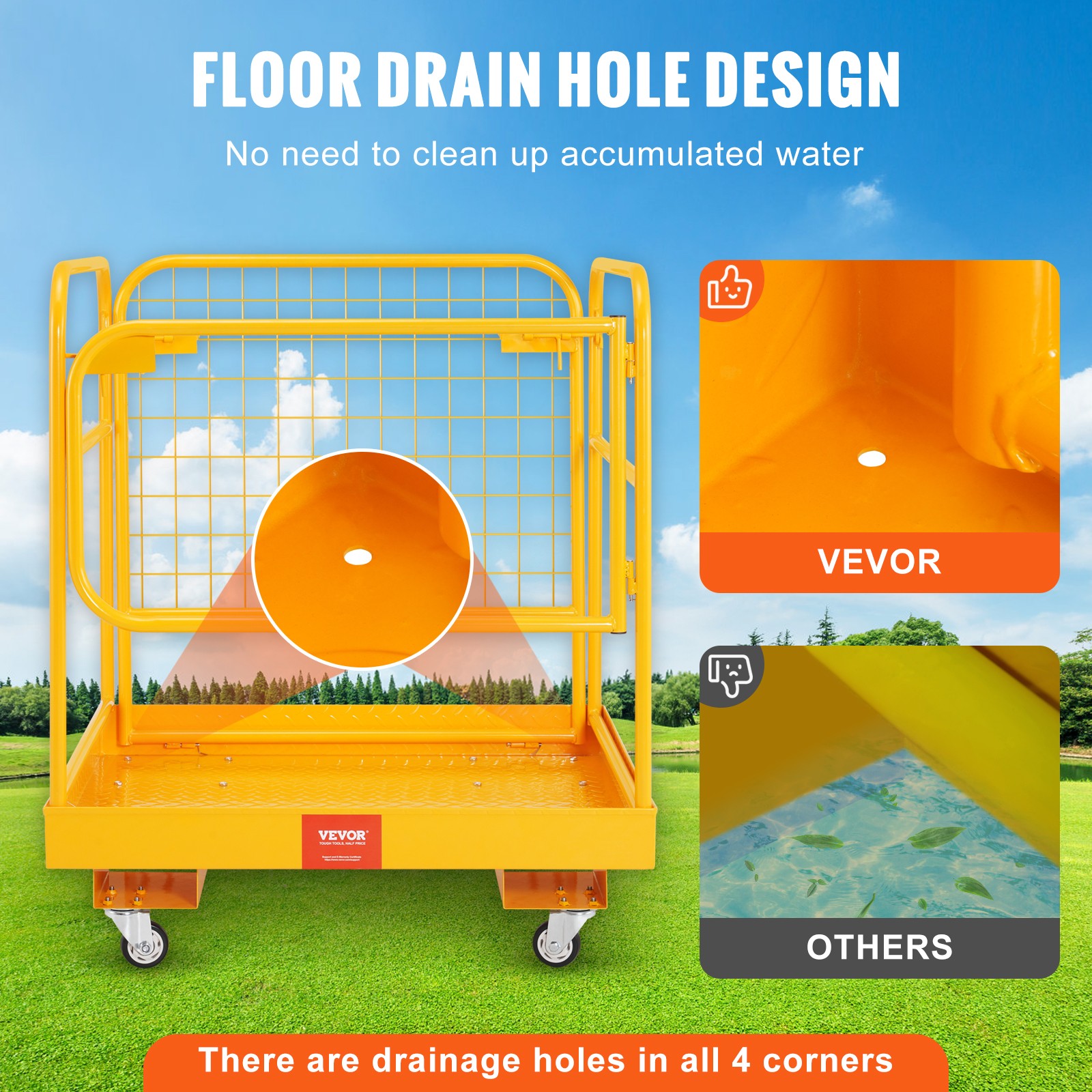 VEVOR Forklift Safety Cage Work Platform 36x36 in 1200lbs with Wheels for Aerial