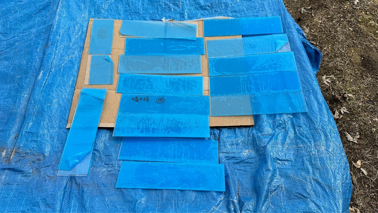 Lot of 15 New Sheets of 11-11/16" x 3-1/8"  Acrylic Clear Plexiglass Plexi