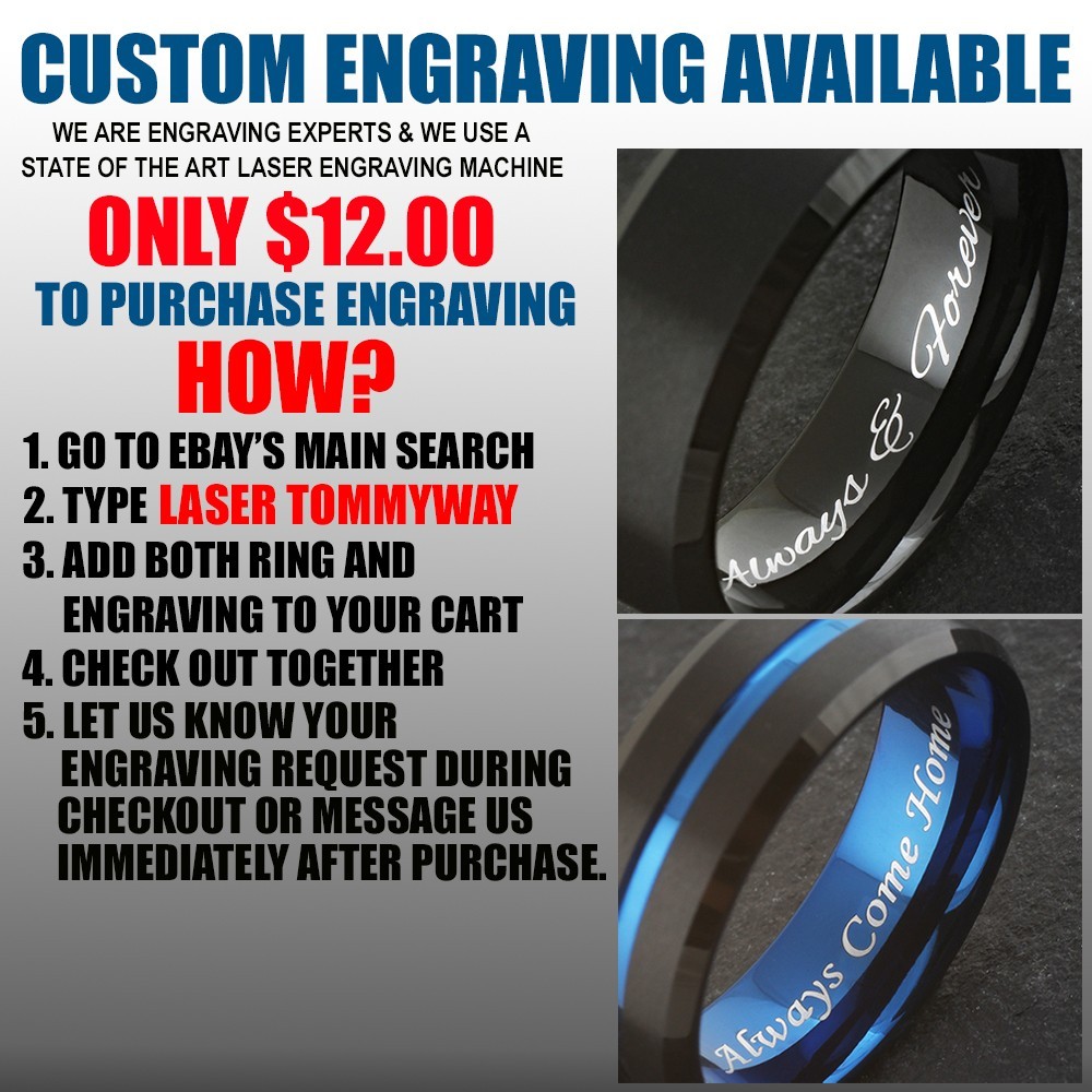 Gunmetal Tungsten Carbide Blue Flowing Sand Wedding Band Ring