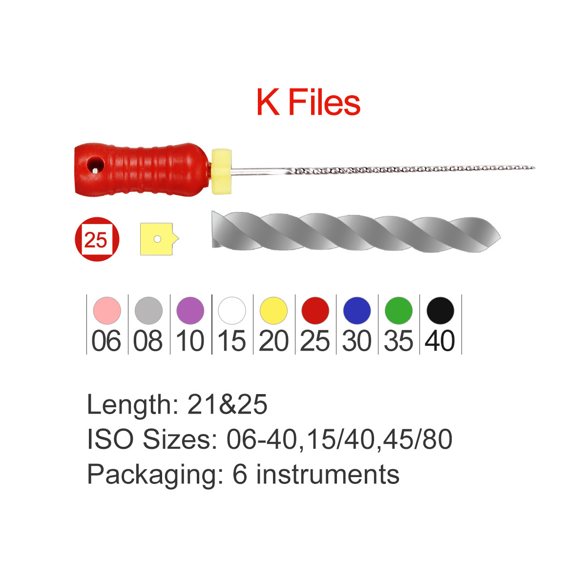 AZDENT Dental Endo Root Canal File K-FILES Stainless Steel Hand Use 21mm/25 mm